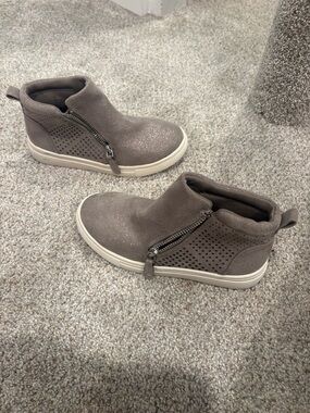 Rachel Zoe Taupe Glitter Perforated High-Top Sneakers